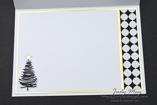 Inside the simple but stylish Christmas card using the lush Modern Christmas Specialty paper and Gold Foil accents.