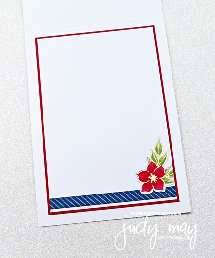 This is a slimline card using Stampin' Up! Floral Impressions DSP. Head over to my blog for more details. Inside the pretty Christmas card using the plaid design from the Traditions of Christmas DSP with the foil accented flowers for embellishment.