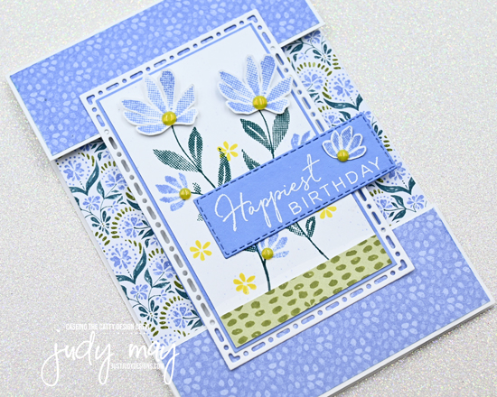 This is a pretty Split Front Fun Fold card using the Mosaic Garden DSP and Tile Garden Bundle.